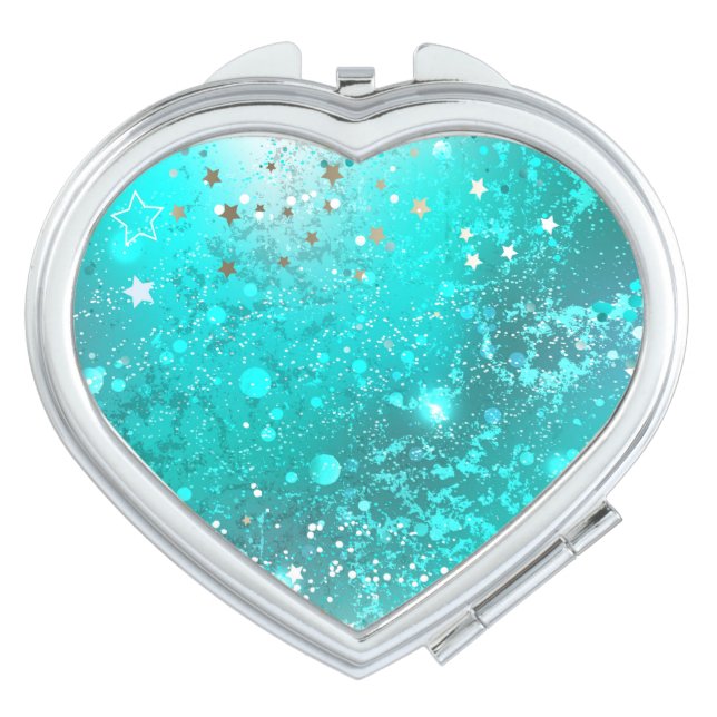 Mint Turquoise Foil Background Compact Mirror (Front)