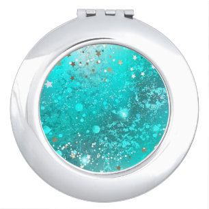 Mint Turquoise Foil Background Compact Mirror