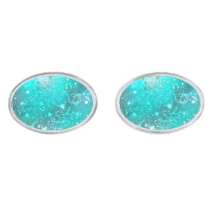 Mint Turquoise Foil Background Cufflinks