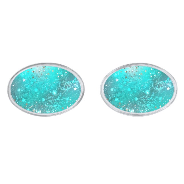 Mint Turquoise Foil Background Cufflinks (Front)