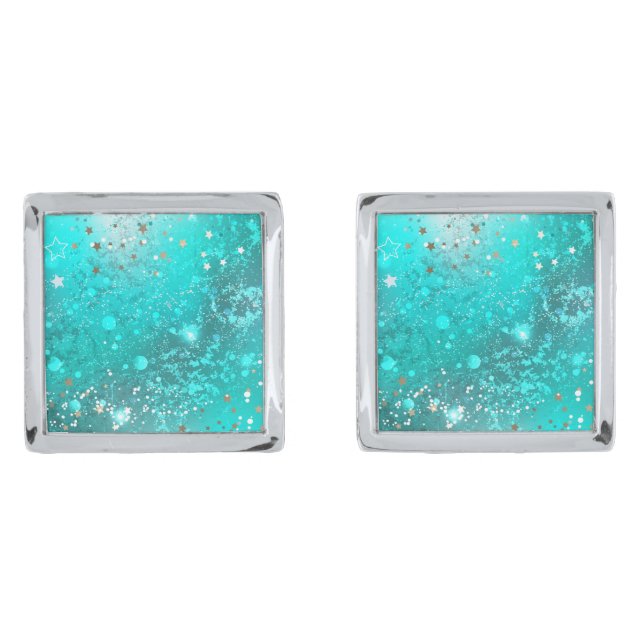 Mint Turquoise Foil Background Cufflinks (Front)