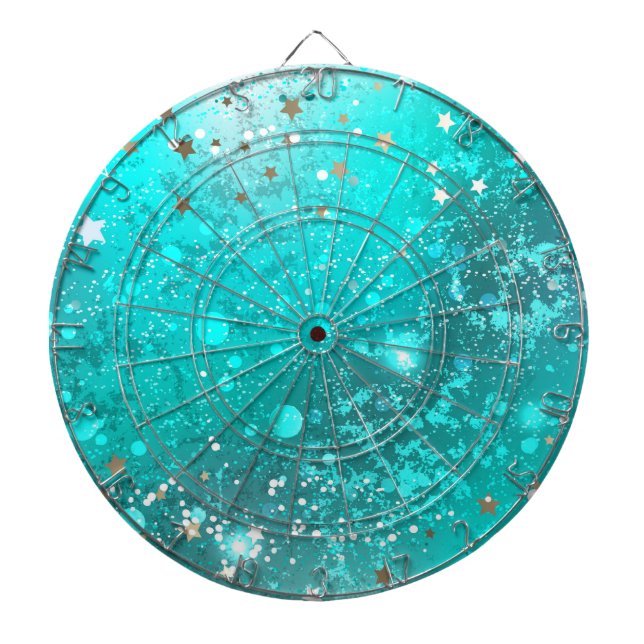 Mint Turquoise Foil Background Dart Board (Front)
