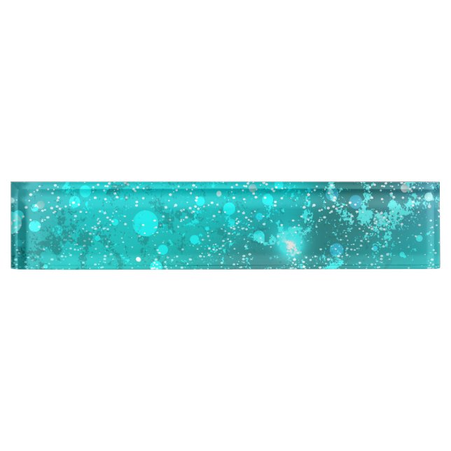 Mint Turquoise Foil Background Desk Name Plate (Front)