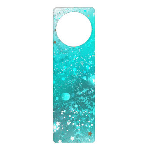 Mint Turquoise Foil Background Door Hanger