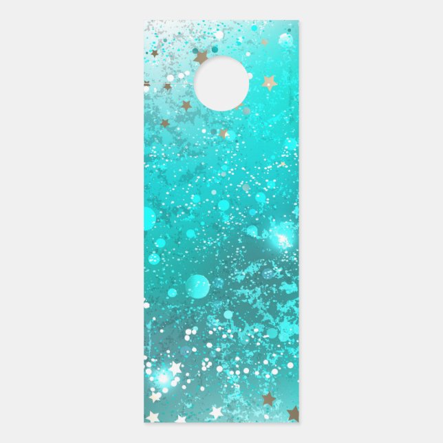 Mint Turquoise Foil Background Door Hanger (Front)