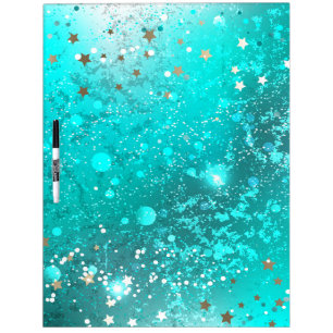 Mint Turquoise Foil Background Dry Erase Board