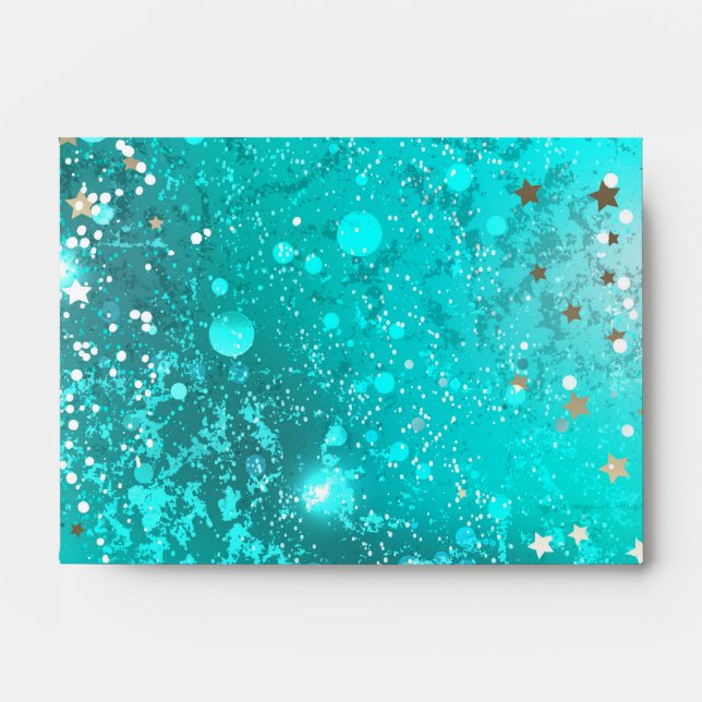 Mint Turquoise Foil Background Envelope (Front)