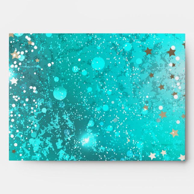 Mint Turquoise Foil Background Envelope (Front)