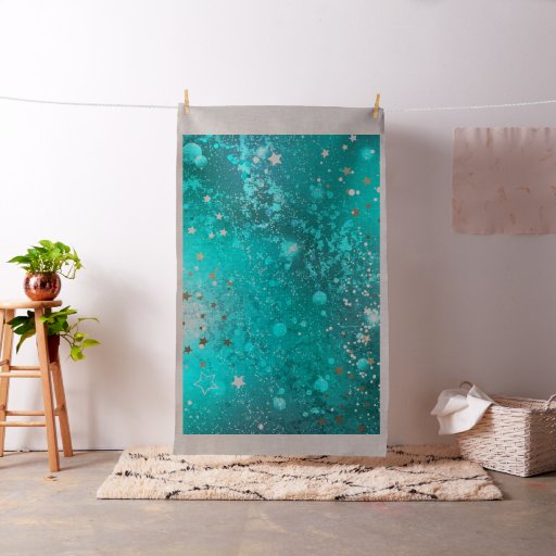 Mint Turquoise Foil Background Fabric