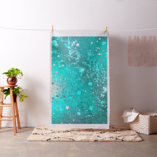 Mint Turquoise Foil Background Fabric