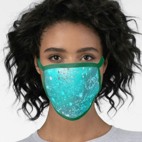 Mint Turquoise Foil Background Face Mask