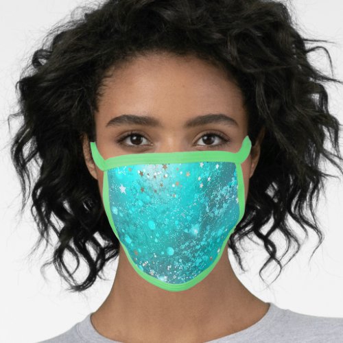 Mint Turquoise Foil Background Face Mask