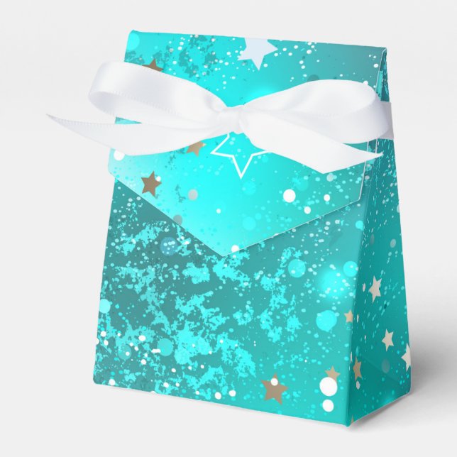 Mint Turquoise Foil Background Favor Boxes (Front Side)