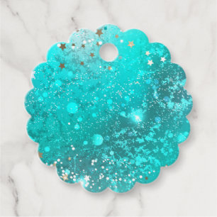 Mint Turquoise Foil Background Favor Tags