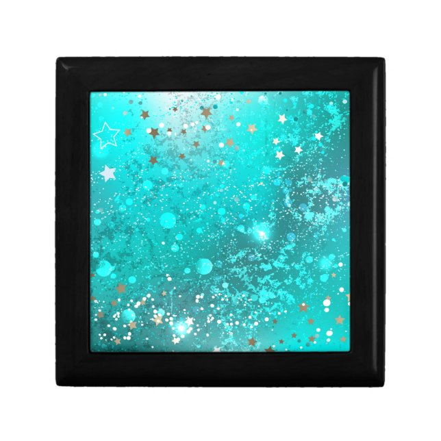 Mint Turquoise Foil Background Gift Box (Front)