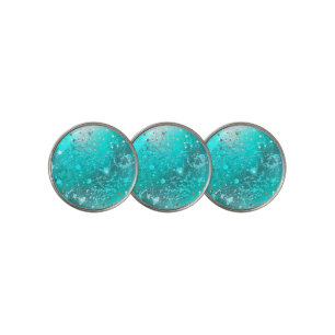 Mint Turquoise Foil Background Golf Ball Marker