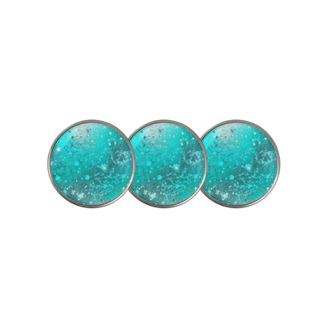 Mint Turquoise Foil Background Golf Ball Marker (3 Up)
