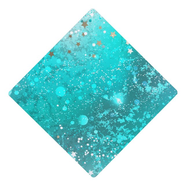 Mint Turquoise Foil Background Graduation Cap Topper (Front)