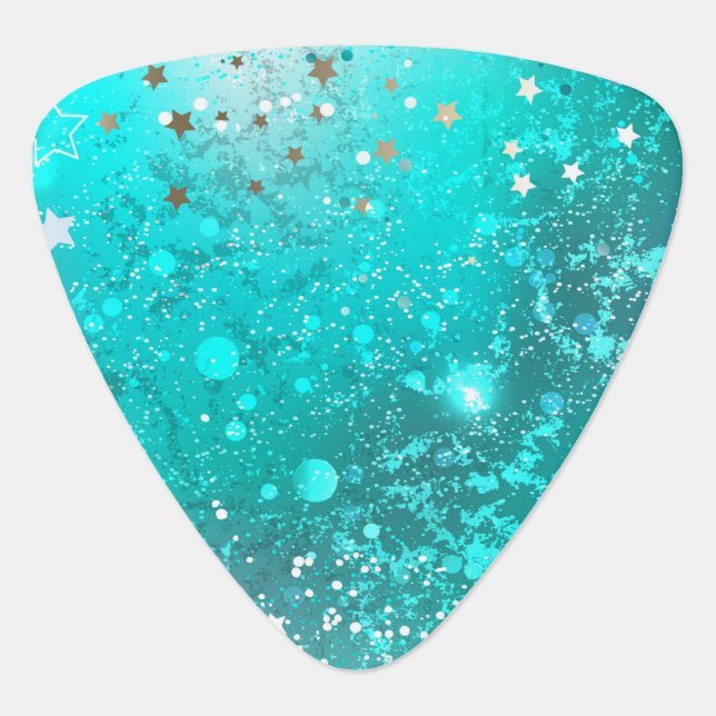 Mint Turquoise Foil Background Guitar Pick (Front)
