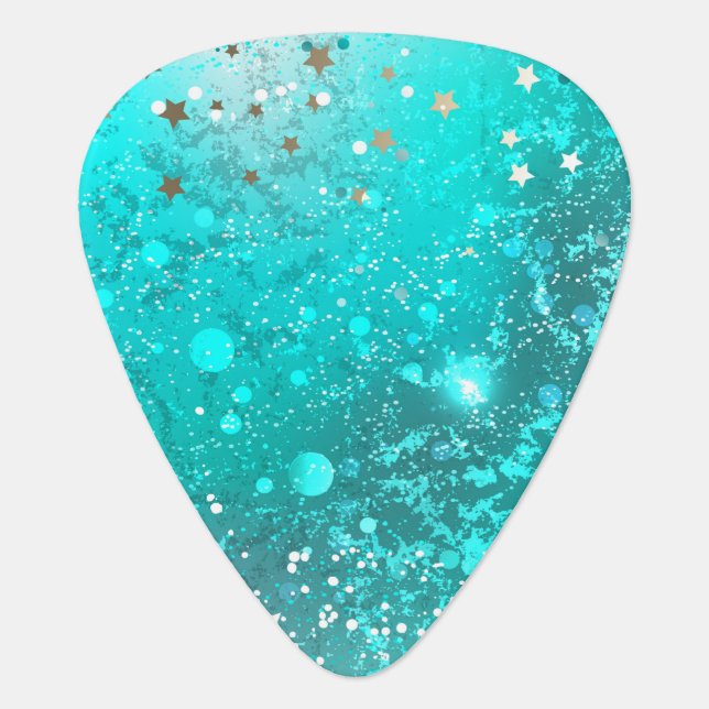 Mint Turquoise Foil Background Guitar Pick (Front)