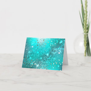 Mint Turquoise Foil Background Holiday Card