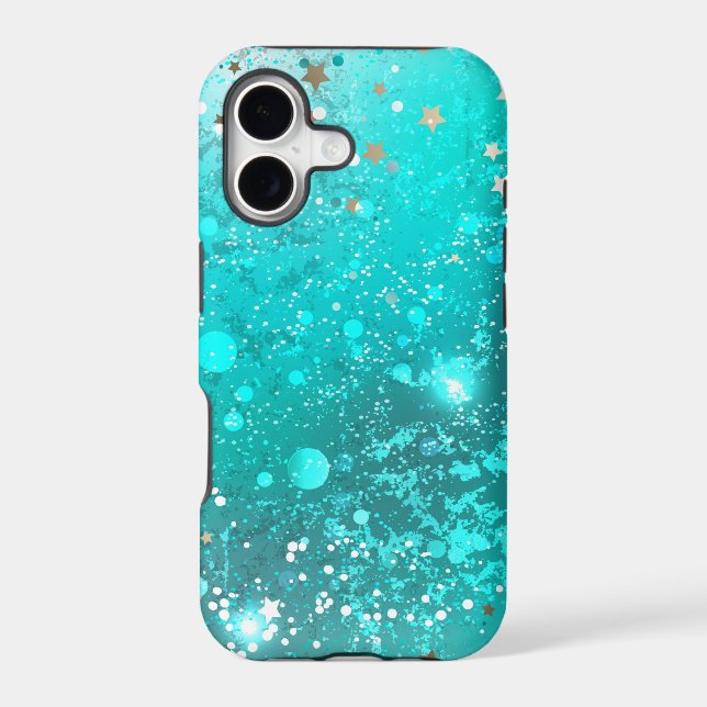 Mint Turquoise Foil Background Iphone Case (Back)