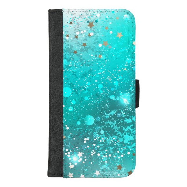 Mint Turquoise Foil Background iPhone Wallet Case (Front)