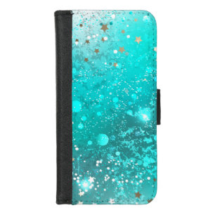 Mint Turquoise Foil Background iPhone 8/7 Wallet Case