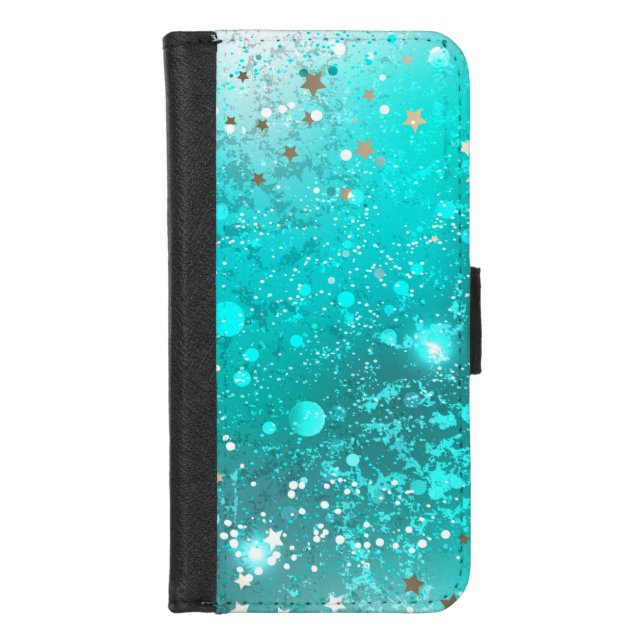 Mint Turquoise Foil Background iPhone Wallet Case (Front)