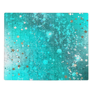 Mint Turquoise Foil Background Jigsaw Puzzle