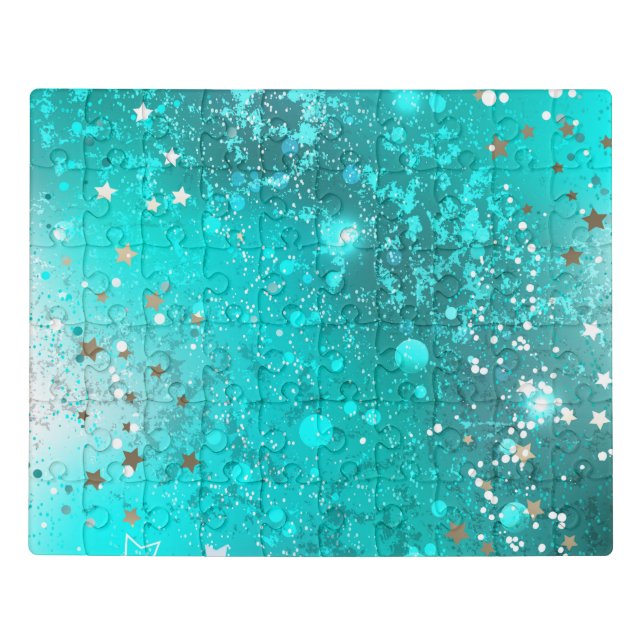 Mint Turquoise Foil Background Jigsaw Puzzle (Puzzle Horizontal)