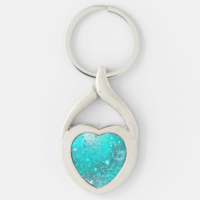 Mint Turquoise Foil Background Keychain (Front)