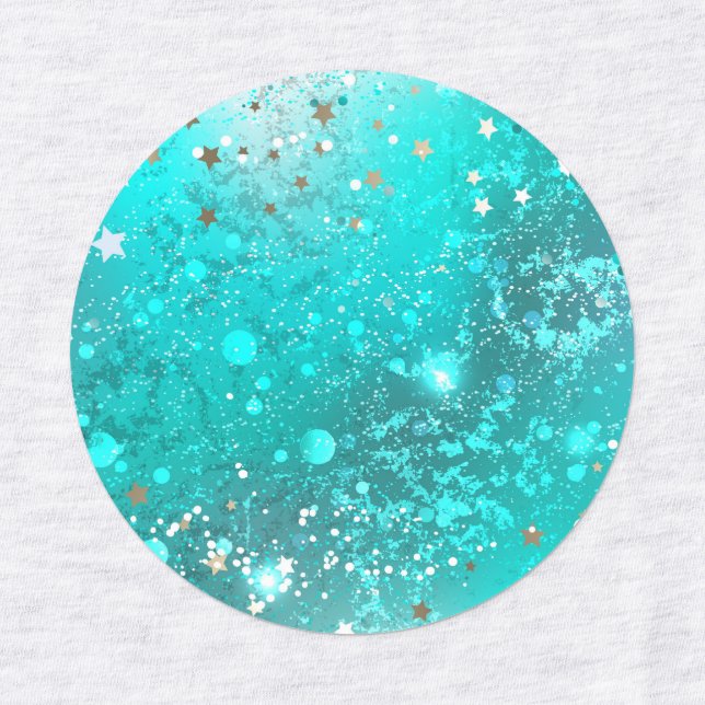 Mint Turquoise Foil Background Kids' Labels (Design 1)