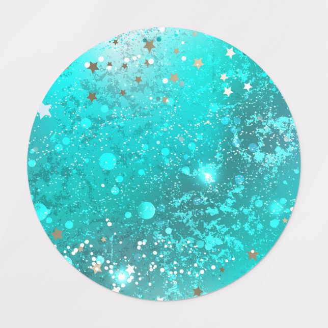 Mint Turquoise Foil Background Kids' Labels (Design 1)