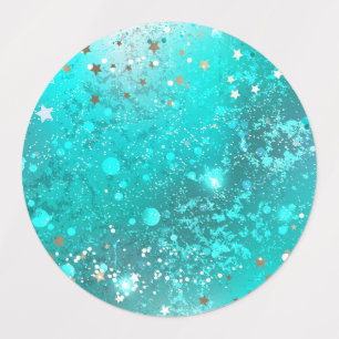 Mint Turquoise Foil Background Kids' Labels