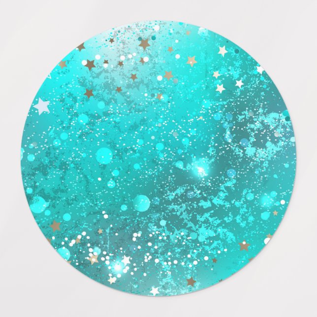 Mint Turquoise Foil Background Kids' Labels (Design 1)