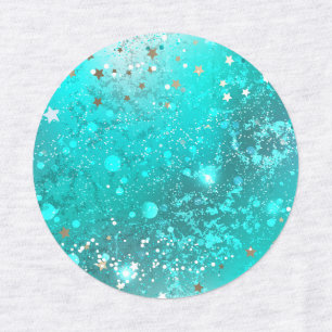 Mint Turquoise Foil Background Labels