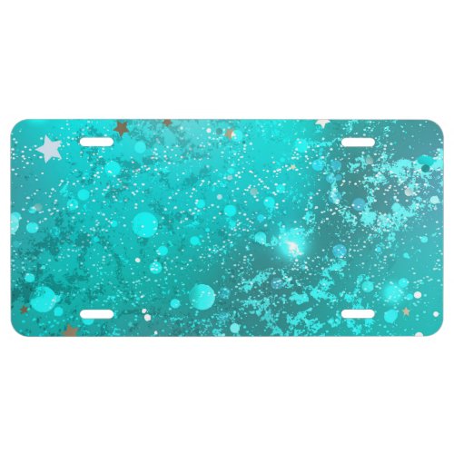 Mint Turquoise Foil Background License Plate