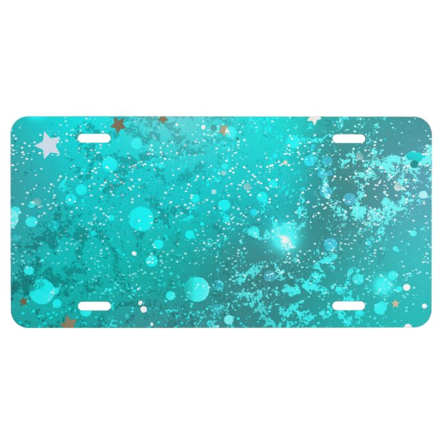 Mint Turquoise Foil Background License Plate (Front)