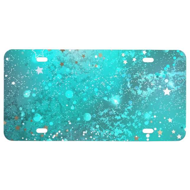 Mint Turquoise Foil Background License Plate (Front)