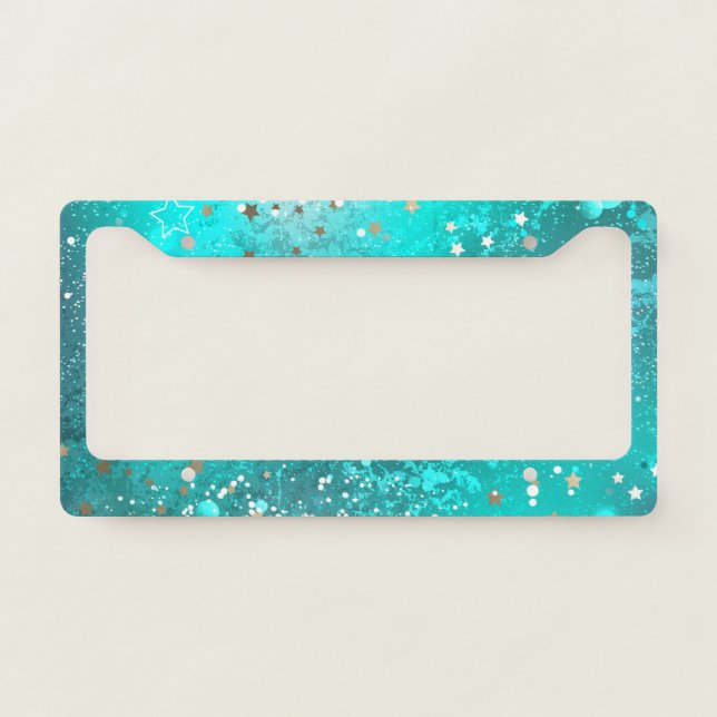 Mint Turquoise Foil Background License Plate Frame (Front)