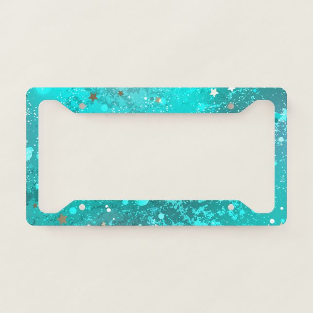 Mint Turquoise Foil Background License Plate Frame (Front)