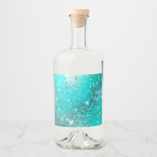 Mint Turquoise Foil Background Liquor Bottle Label