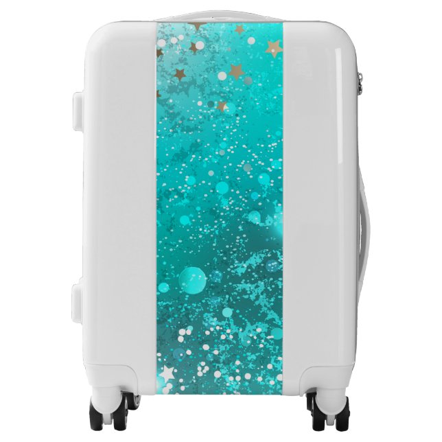 Mint Turquoise Foil Background Luggage (Front)