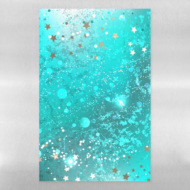 Mint Turquoise Foil Background Magnetic Dry Erase Sheet (Vertical)