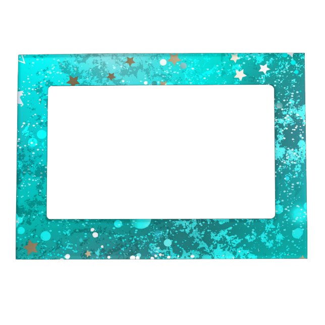 Mint Turquoise Foil Background Magnetic Frame (Front)