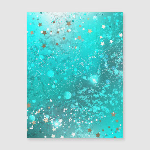 Mint Turquoise Foil Background Magnetic Invitation