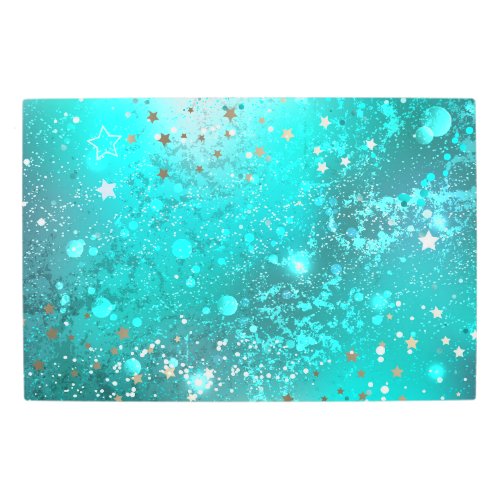 Mint Turquoise Foil Background Metal Print