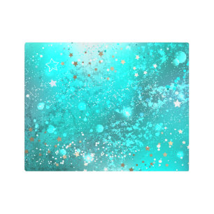 Mint Turquoise Foil Background Metal Print