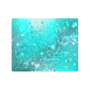 Mint Turquoise Foil Background Metal Print
